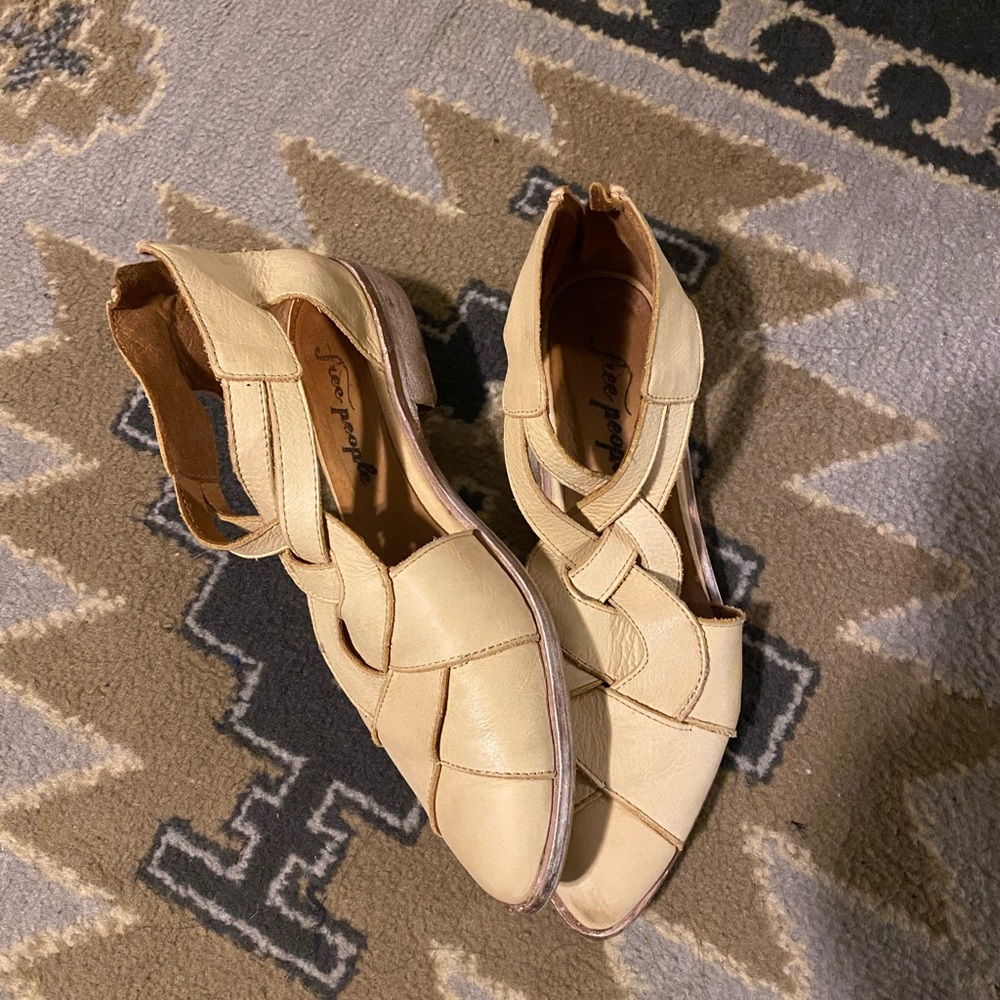 Free People Wanderlust Flats Natural Leather Braided